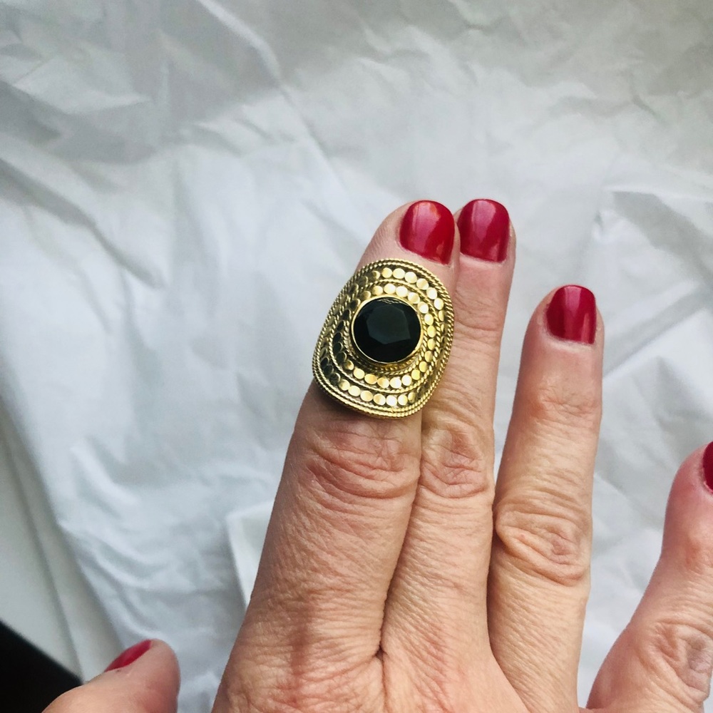 Anna Beck BLACK ONYX SHIELD  Ring Size 6